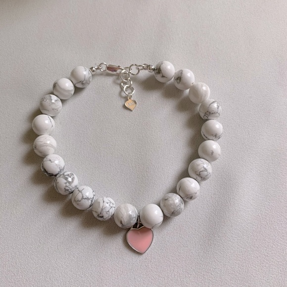 White Howlite Sterling Silver Charm Bracelet - Picture 5 of 6